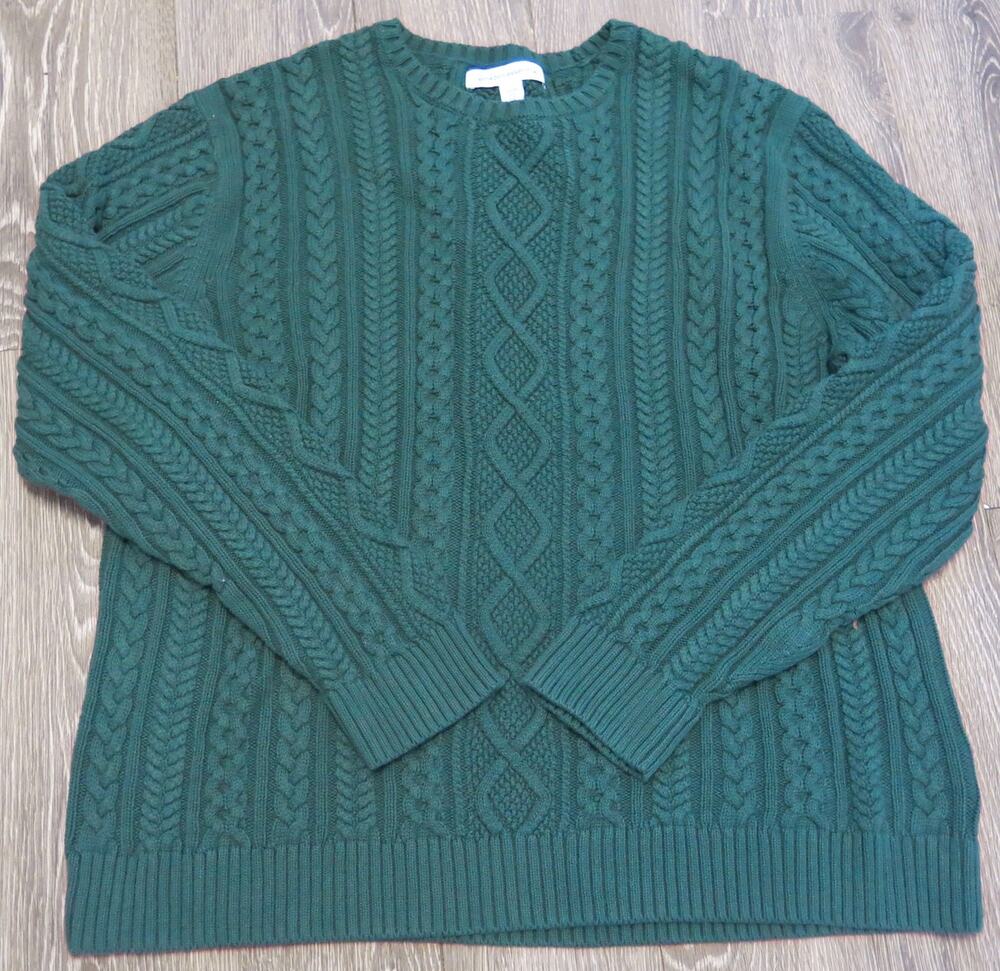 Amazon Essentials *NWT* Cable Knit Sweater Size XXL Crewneck Green Warm Classic